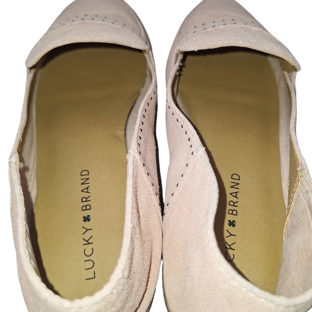 Lucky Brand Sz 10W Crestan Pink Soft Studded Slip-On Suede Loafer Flats Shoes‎